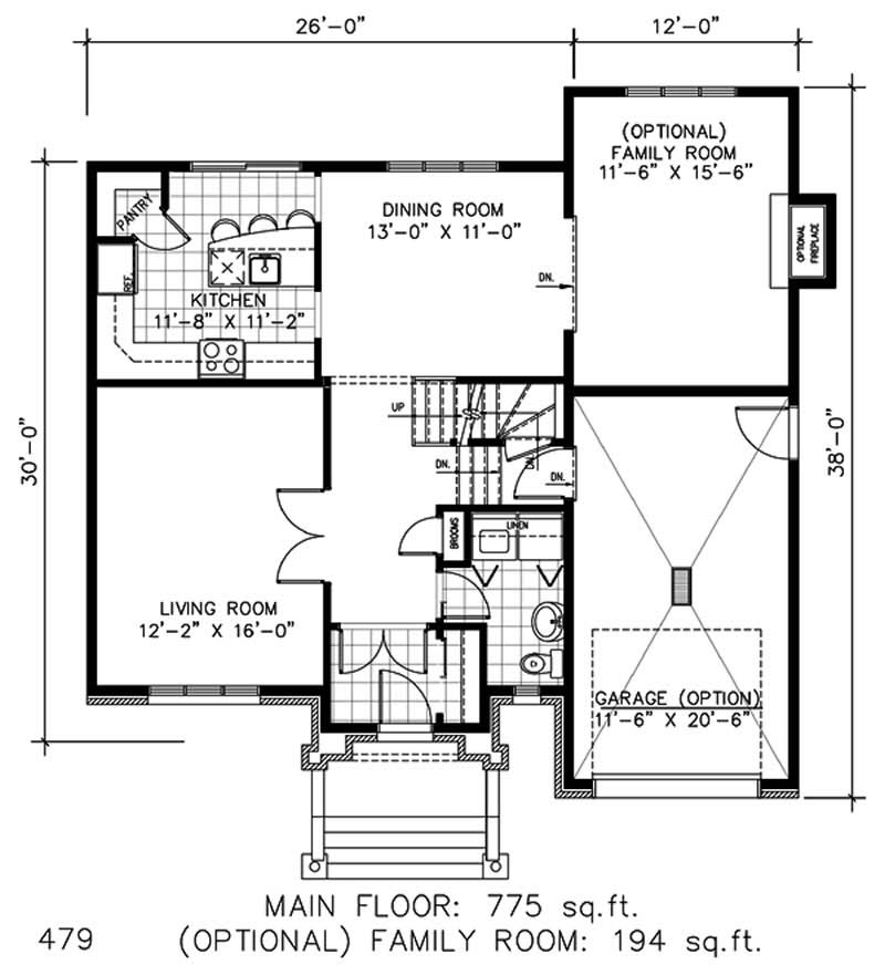 Floor Plan First Story of European Plan #158-1073