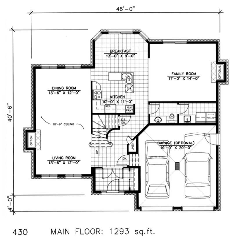 Floor Plan First Story of European Plan #158-1076