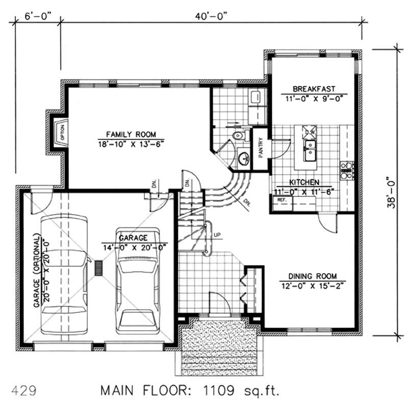 Floor Plan First Story of European Plan #158-1080