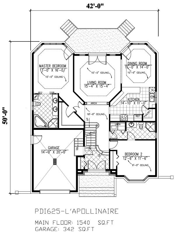 Floor Plan First Story of Country Plan #158-1088