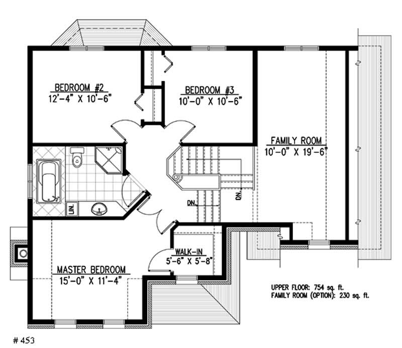 Floor Plan Second Story of European Plan #158-1093