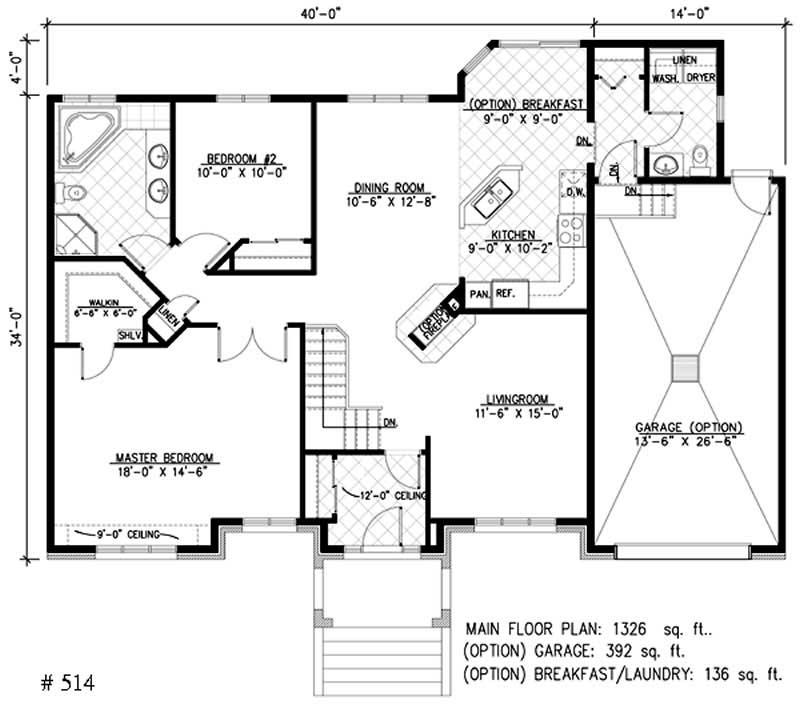 Floor Plan First Story of Ranch Plan #158-1098