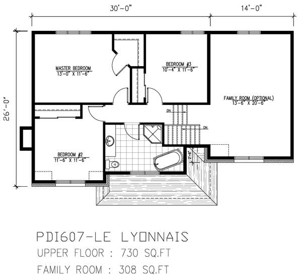 Floor Plan Second Story of Country Plan #158-1111