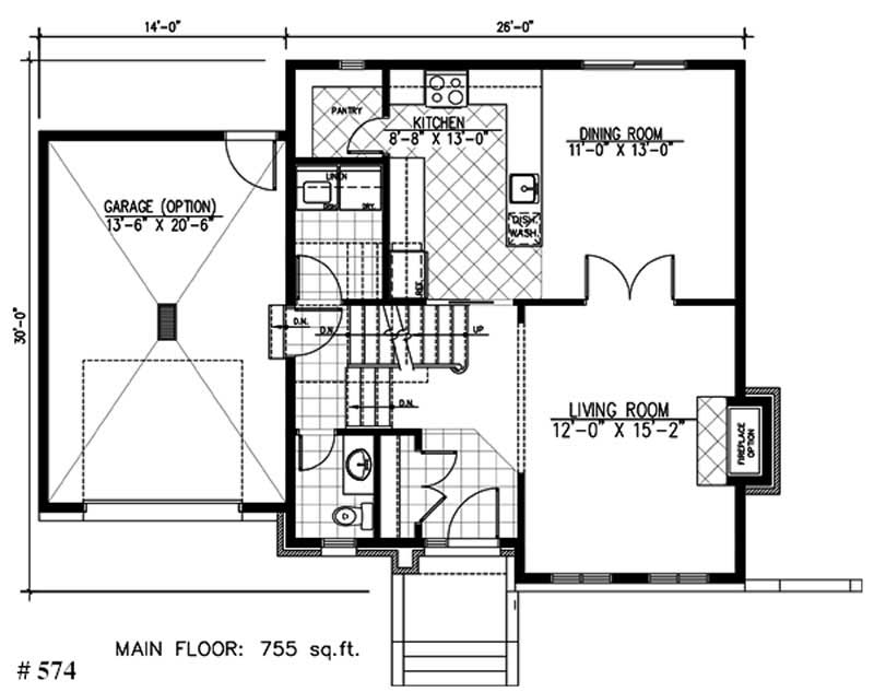 Floor Plan First Story of European Plan #158-1117