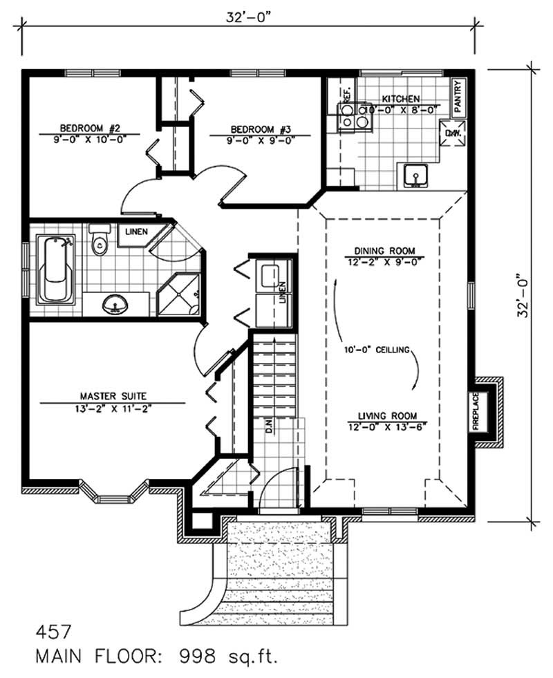 Floor Plan First Story of Ranch Plan #158-1126