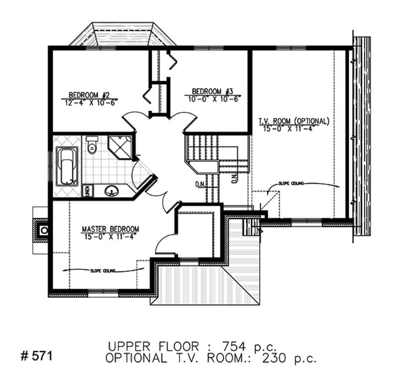 Floor Plan Second Story of Country Plan #158-1128