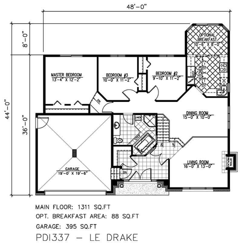 Floor Plan First Story of European Plan #158-1131