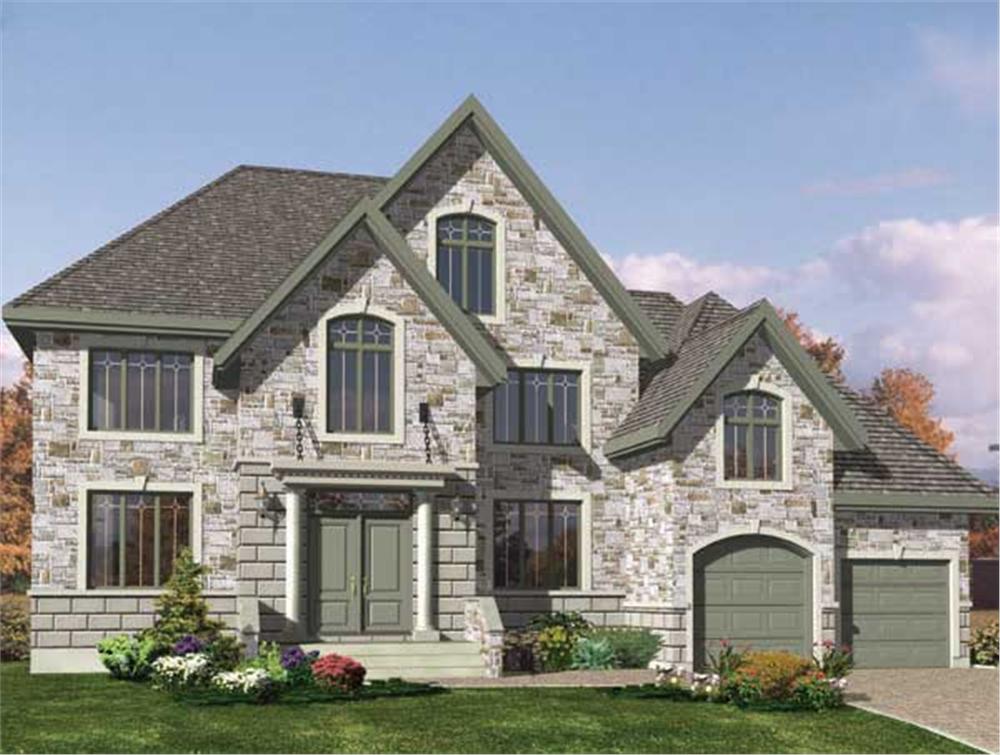This is the front elevation for these Traditional House Plans