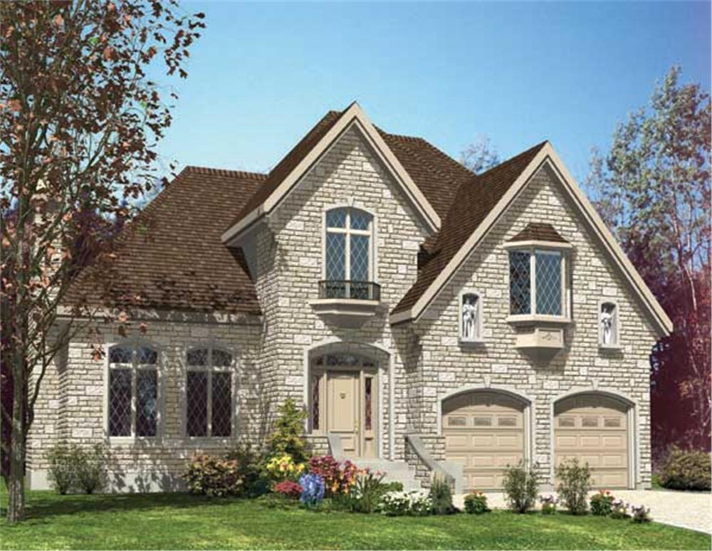 This is a computerized rendering for these Traditional House Plans.