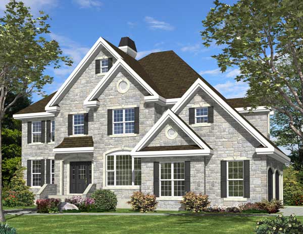 This is a computer rendering for these Traditional Home Plans.
