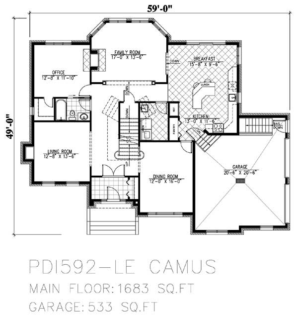 Floor Plan First Story of Luxury Plan #158-1148