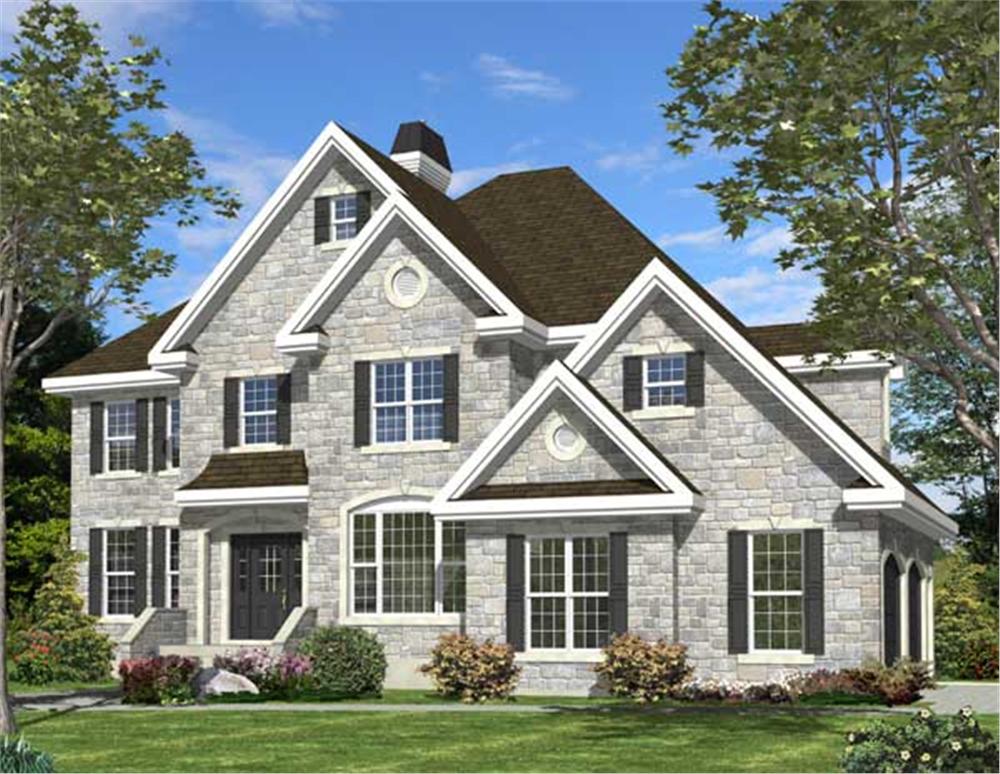 This is a computer rendering for these Traditional Home Plans.