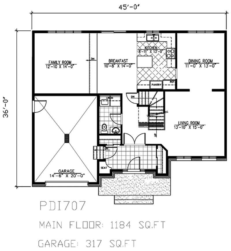Floor Plan First Story of European Plan #158-1154