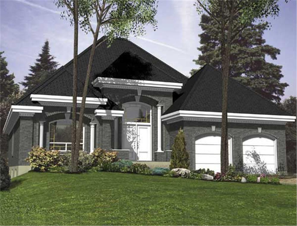 This is the front elevation for these European Home Plans.