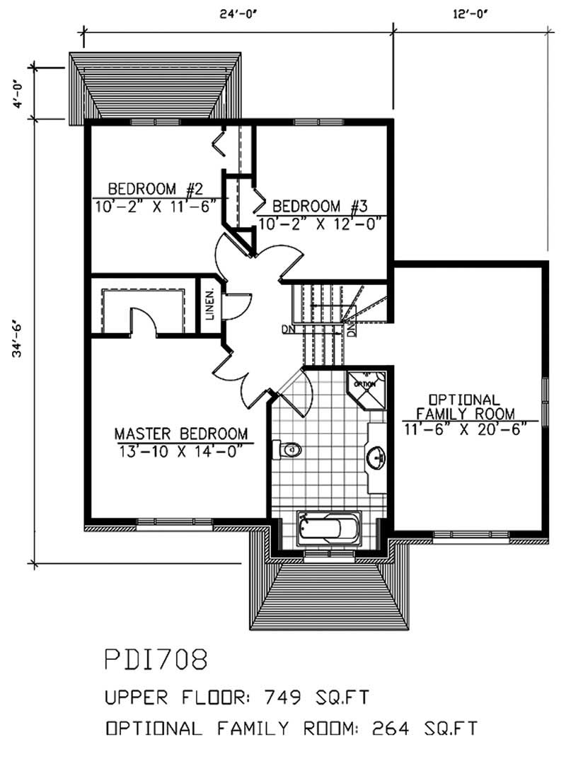 Floor Plan Second Story of European Plan #158-1162