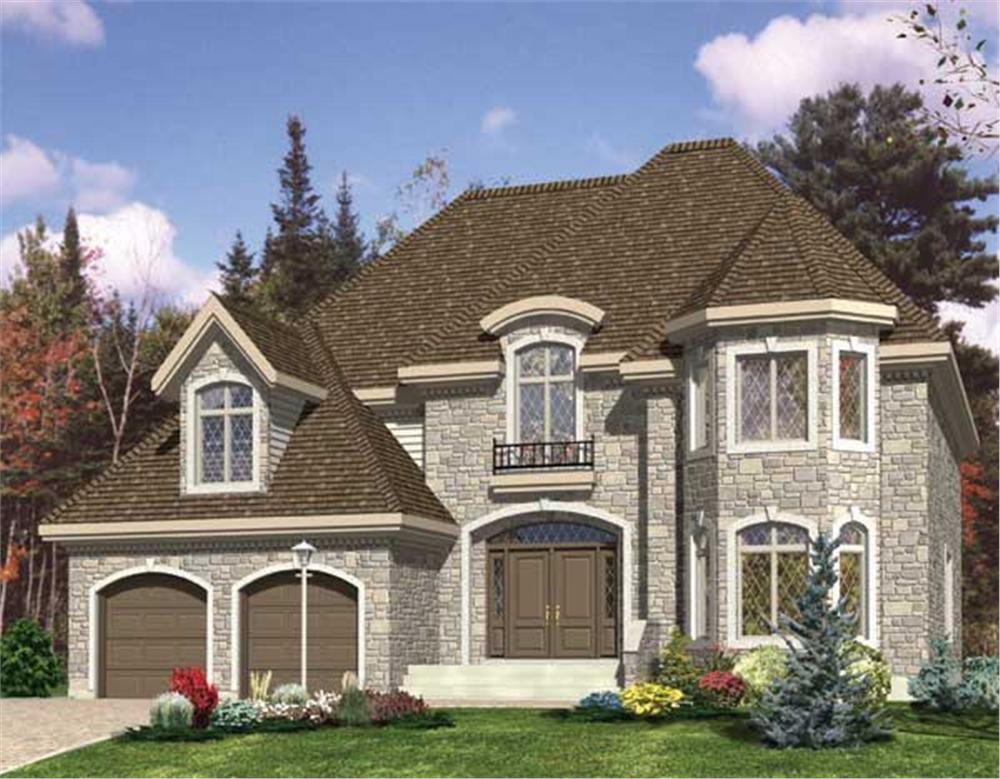 This is the front elevation for these European Home Plans.