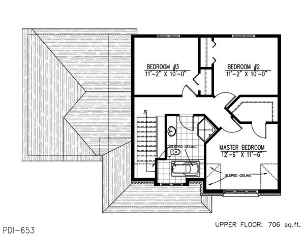Floor Plan Second Story of Country Plan #158-1171