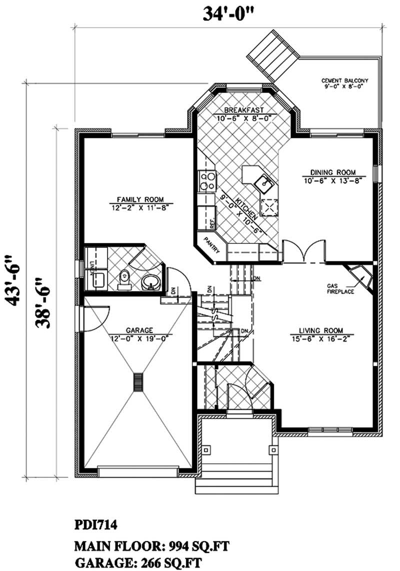 Floor Plan First Story of European Plan #158-1174