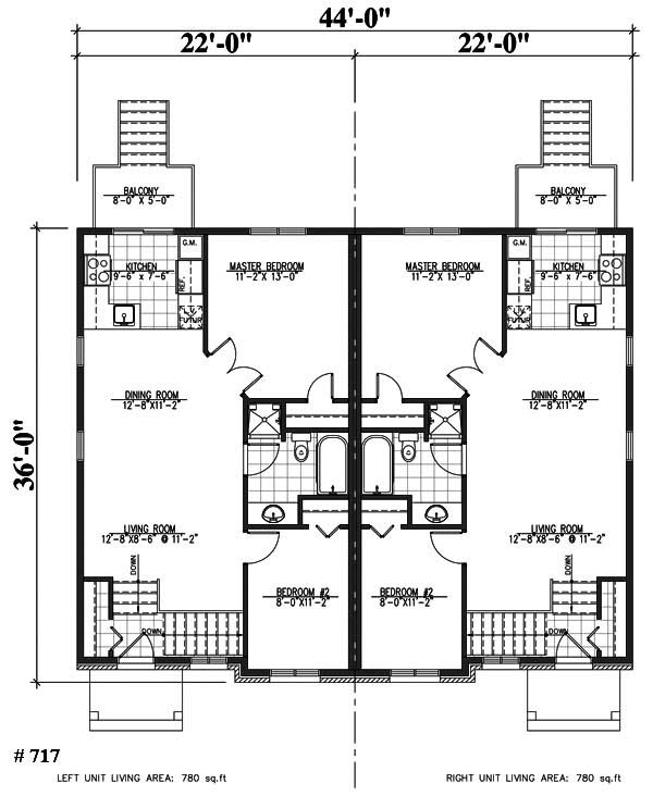 Duplex House Plans - Home Design 717