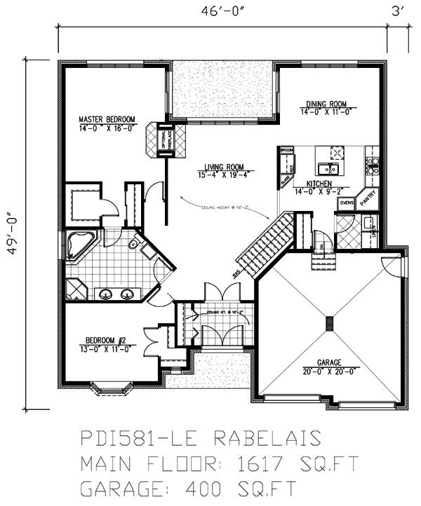 Floor Plan First Story of Country Plan #158-1183
