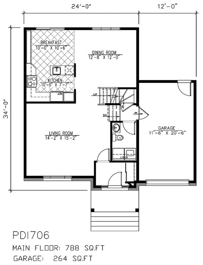 Floor Plan First Story of European Plan #158-1184