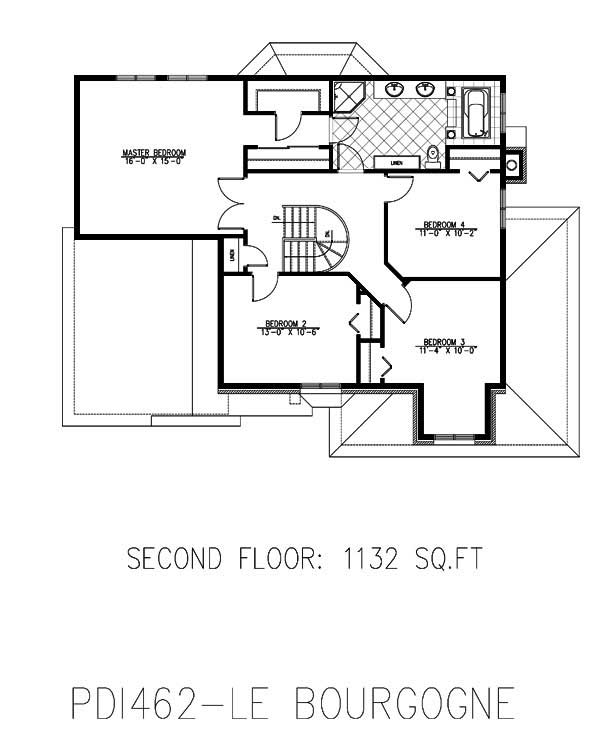 Floor Plan Second Story of Country Plan #158-1186