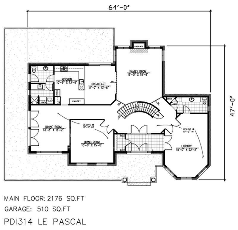 Floor Plan First Story of European Plan #158-1216