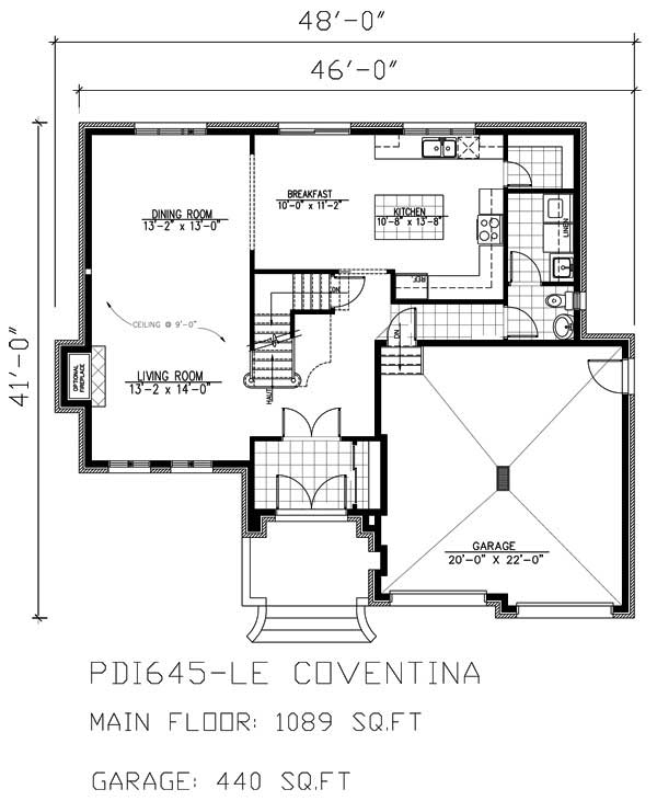Floor Plan First Story of European Plan #158-1219