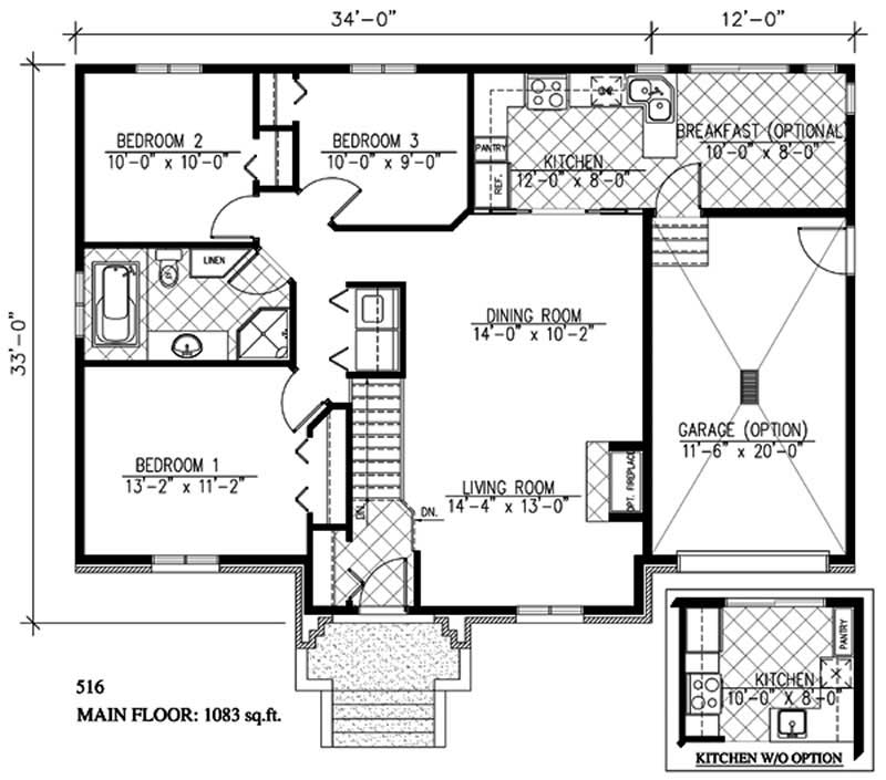 Floor Plan First Story of European Plan #158-1220