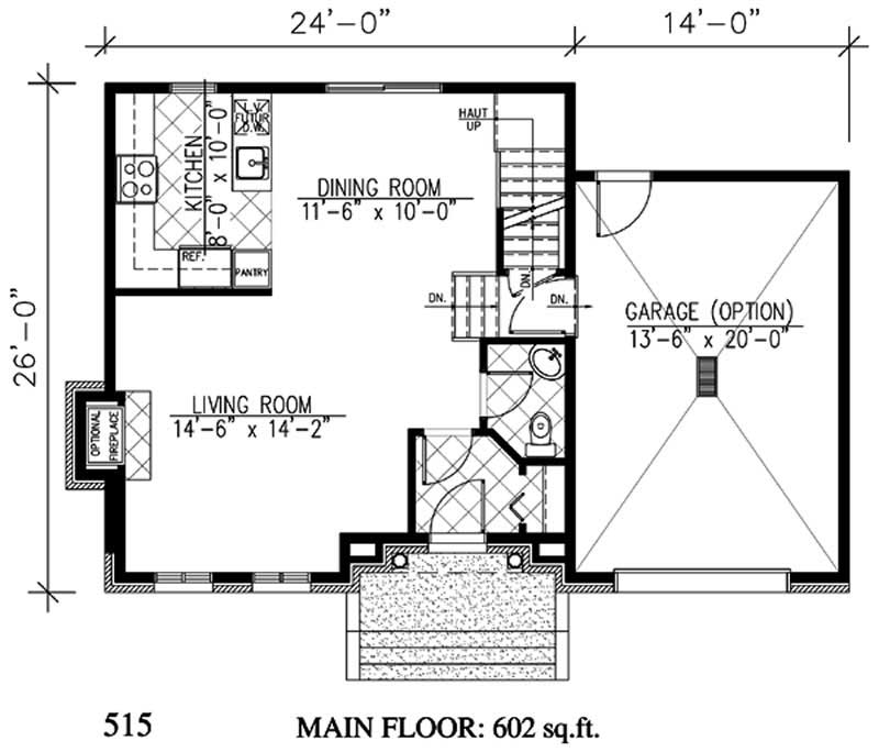 Floor Plan First Story of European Plan #158-1222