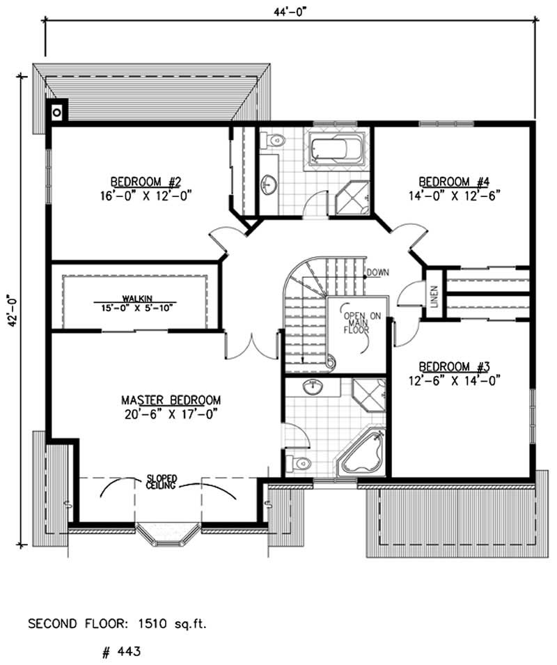 Floor Plan Second Story of Contemporary Plan #158-1225