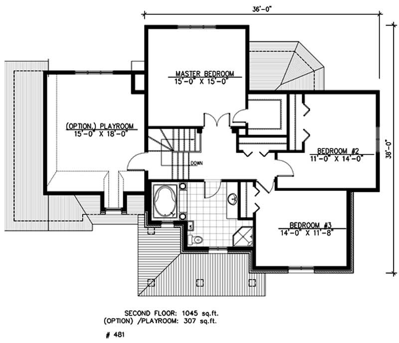 Floor Plan Second Story of Victorian Plan #158-1229