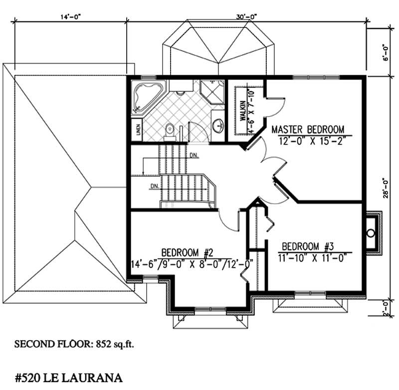 Floor Plan Second Story of Contemporary Plan #158-1231