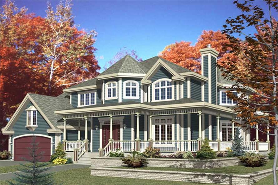 Front elevation of Luxury Victorian home (ThePlanCollection: House Plan #158-1235)