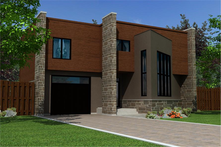 3-Bedroom, 1679 Sq Ft Contemporary House Plan - 158-1256 - Front Exterior