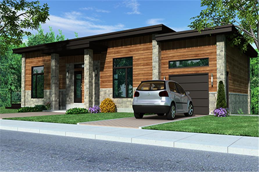 4-Bedroom, 1744 Sq Ft Contemporary House Plan - 158-1257 - Front Exterior