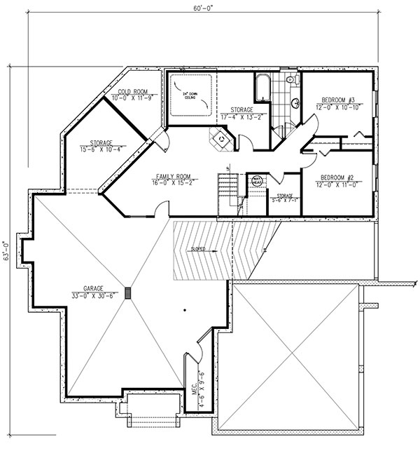 Floor Plan Bonus Room of Modern Plan #158-1258