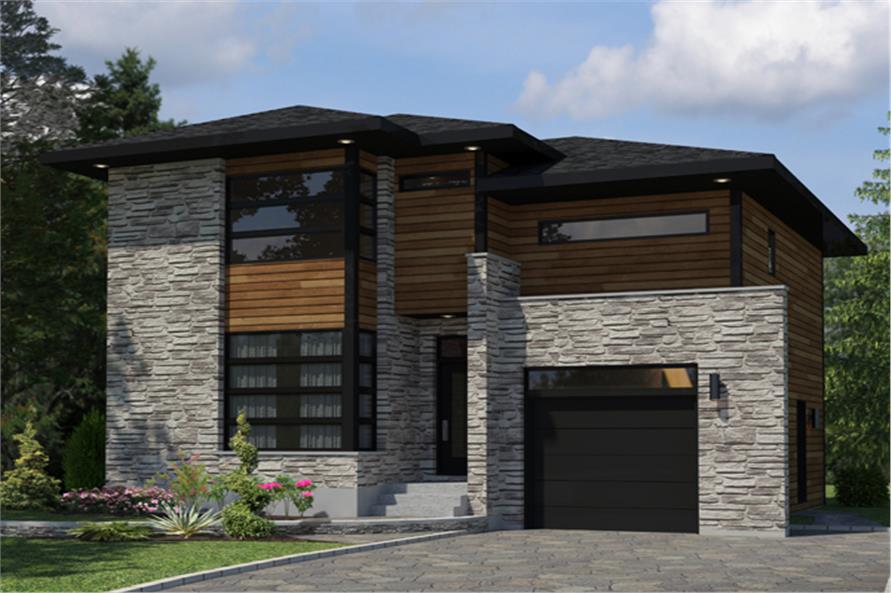 3-Bedroom, 1891 Sq Ft Contemporary House Plan - 158-1261 - Front Exterior