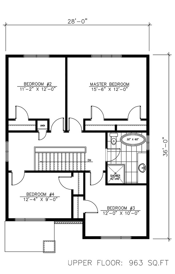 Floor Plan Second Story of Contemporary Plan #158-1262