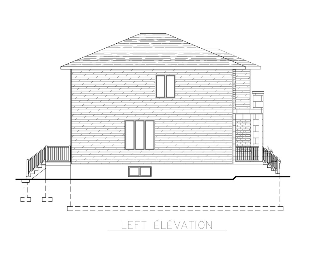 Home Plan Left Elevation of this 4-Bedroom,1674 Sq Ft Plan -158-1262