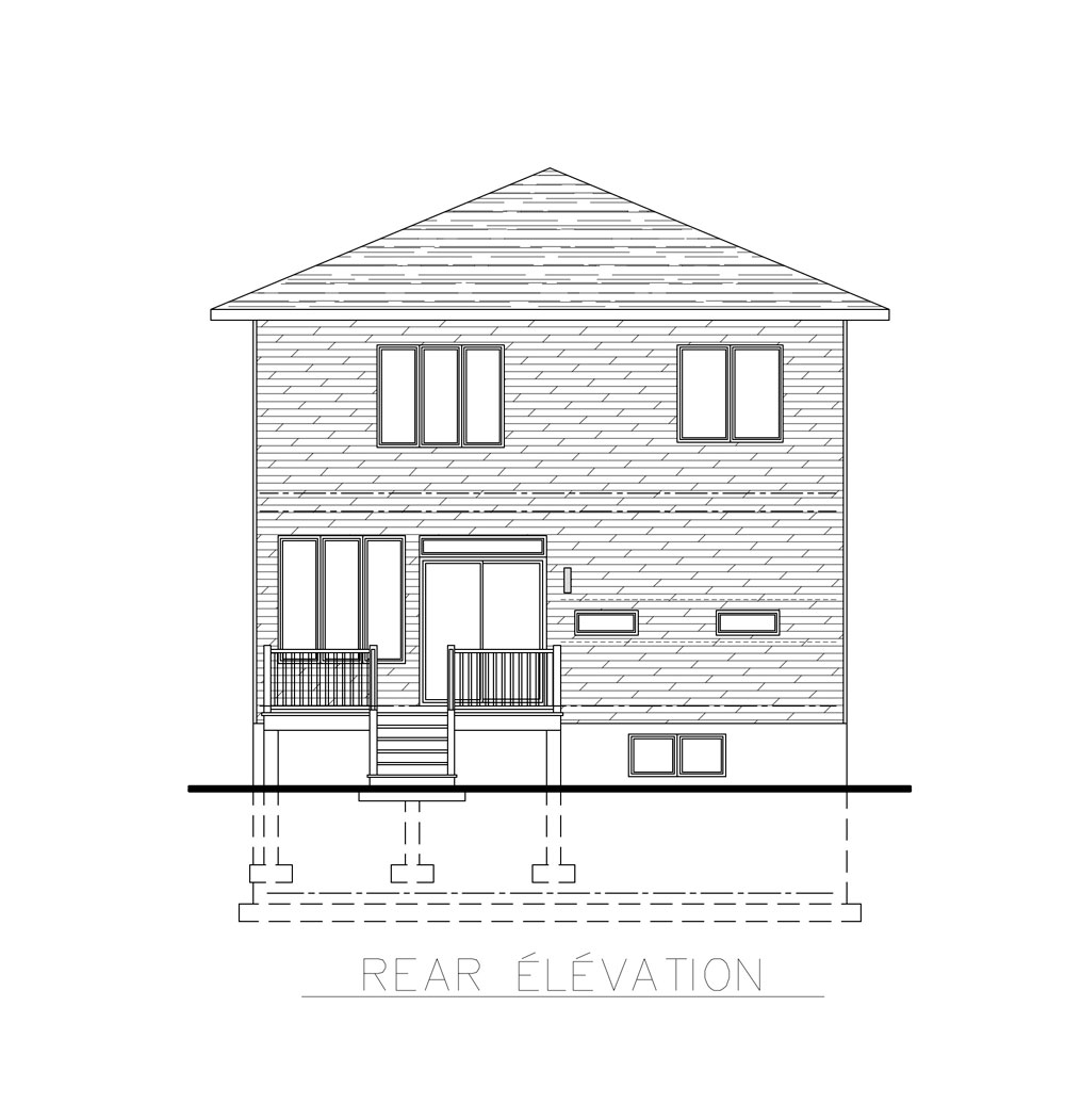 Home Plan Rear Elevation of this 4-Bedroom,1674 Sq Ft Plan -158-1262