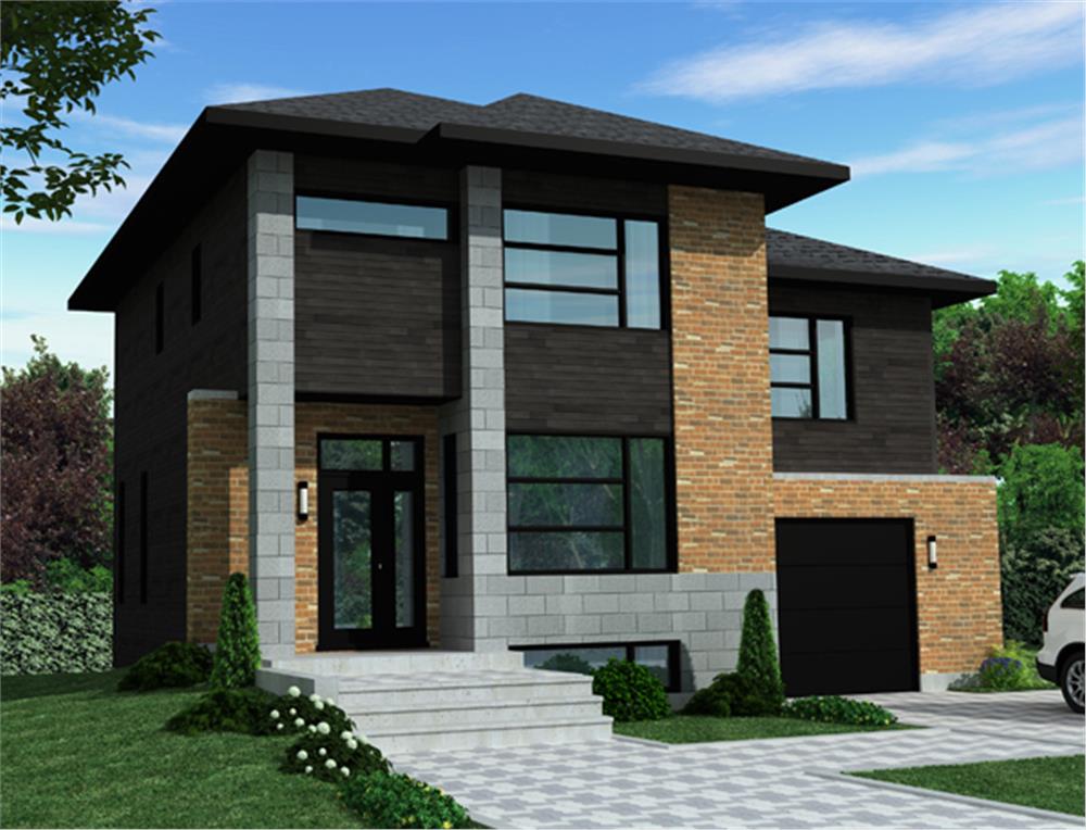 Front elevation of Contemporary home (ThePlanCollection: House Plan #158-1266)