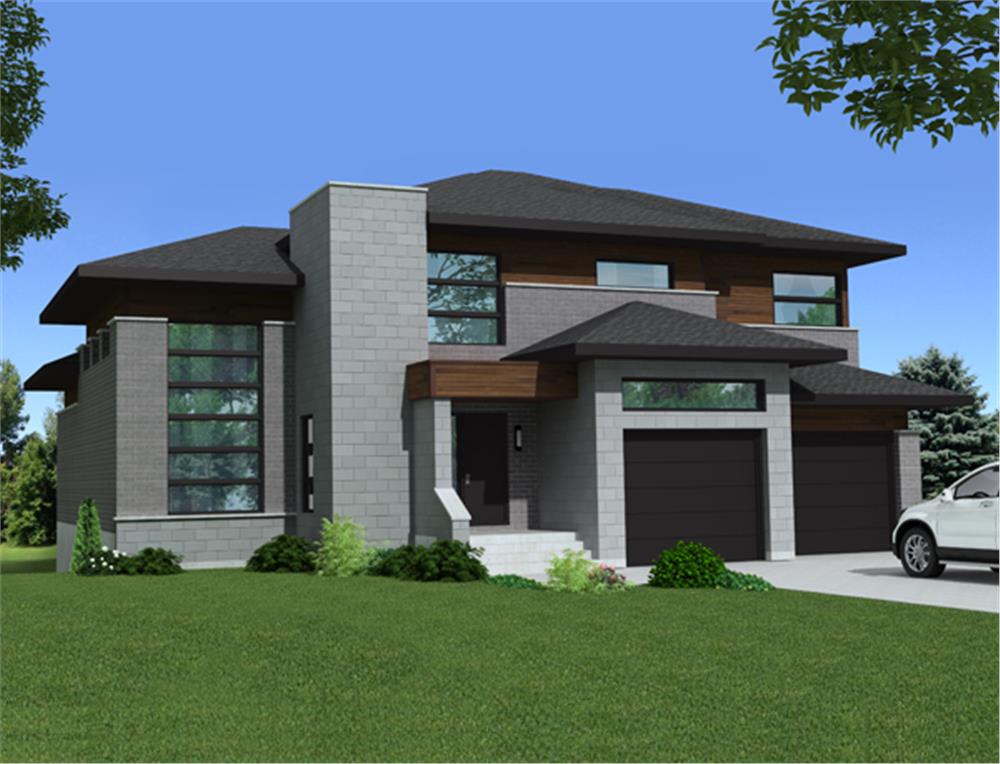 Front elevation of Contemporary home (ThePlanCollection: House Plan #158-1268)