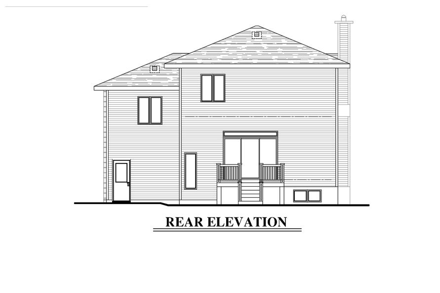 Home Plan Rear Elevation of this 3-Bedroom,1406 Sq Ft Plan -158-1278