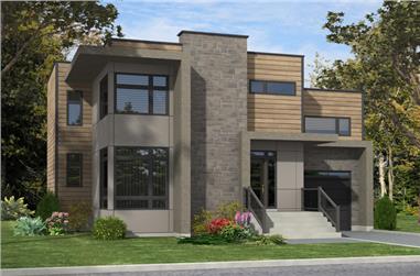 3-Bedroom, 1536 Sq Ft Contemporary Home Plan - 158-1280 - Main Exterior