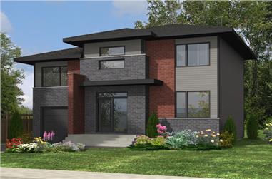 3-Bedroom, 1394 Sq Ft Contemporary House Plan - 158-1286 - Front Exterior