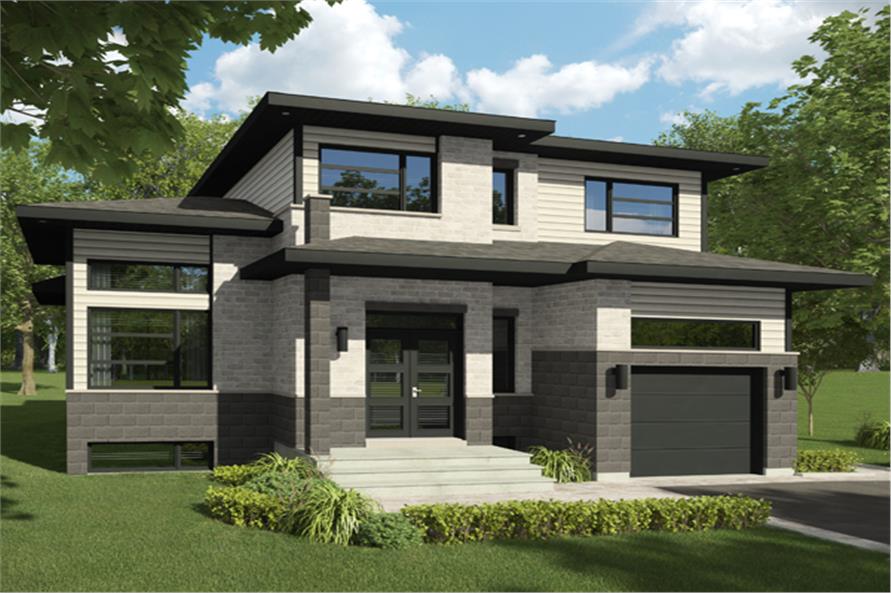 3-Bedroom, 1668 Sq Ft Contemporary House Plan - 158-1287 - Front Exterior