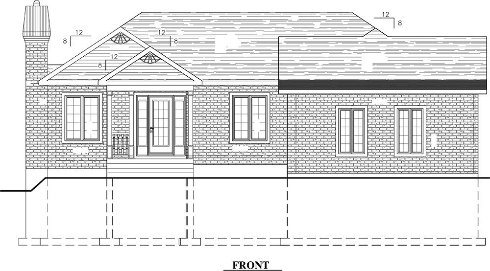 Home Plan Front Elevation of this 3-Bedroom,1333 Sq Ft Plan -158-1291