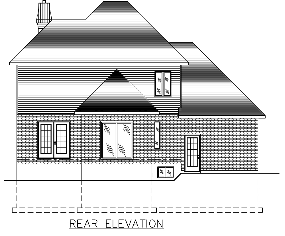 Home Plan Rear Elevation of this 3-Bedroom,1645 Sq Ft Plan -158-1293