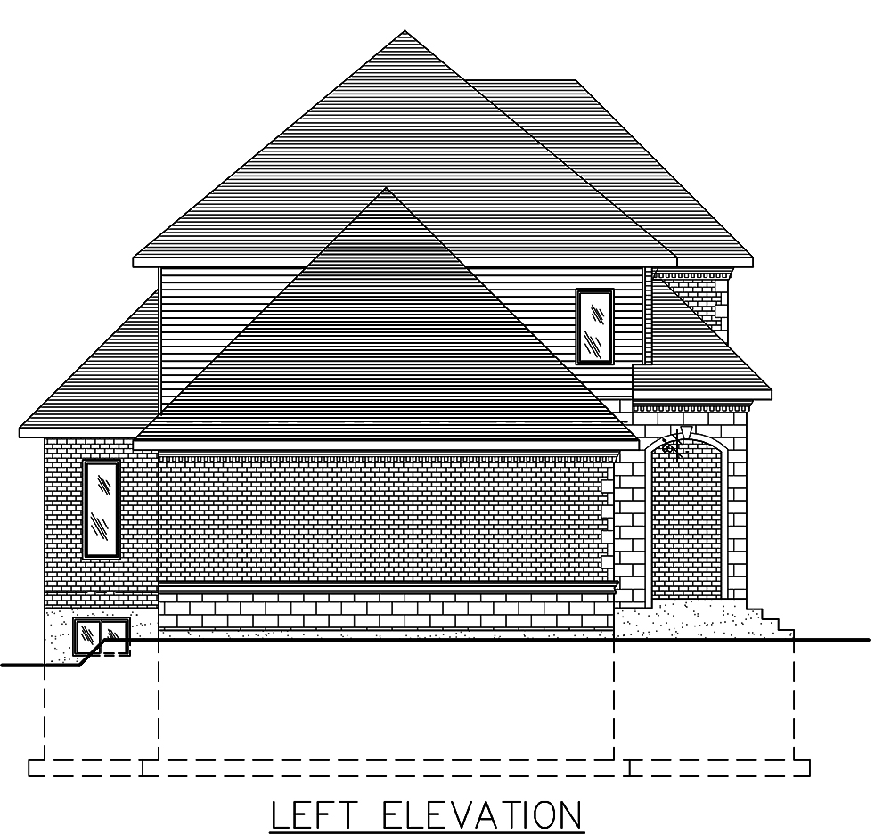 Home Plan Left Elevation of this 3-Bedroom,1645 Sq Ft Plan -158-1293